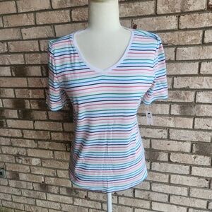 NWT Talbots striped v neck tee MP